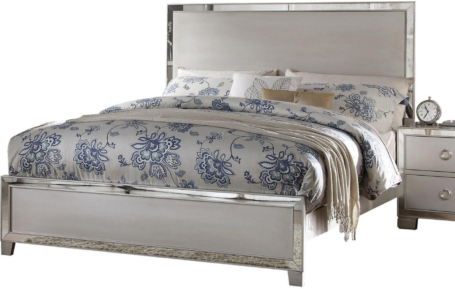 Voeville II Eastern King Bed in Platinum PU & Platinum 24827EK