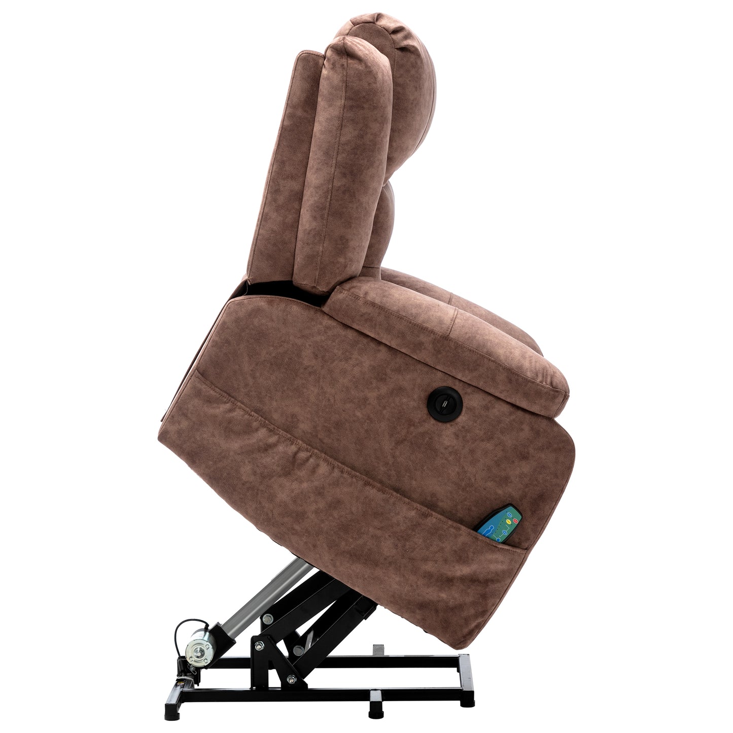 Electric Power Lift Recliner Chair Sofa with Massage and Heat for Elderly 2 Side Pockets USB Ports Single Recliner Chairs for Living Room Overstuffed Breathable Fabric Reclining