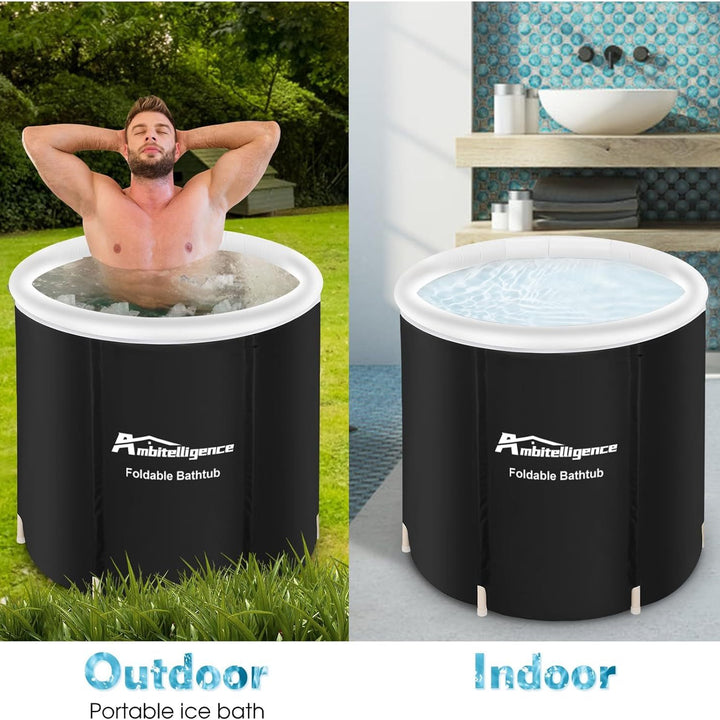 Recovery Ice Tub Foldable Bathtub Outdoor Portable Cold Water Therapy Tub Fitness Rehab Ice Tub For Athletes Long Lasting Insulated Ice Tub, Spa Soaking Bucket