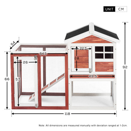 PURLOVE Rabbit Bunny Hutch Cage House Guinea Pig Hutch Hide/Run with Linoleum Roof 2-Tier