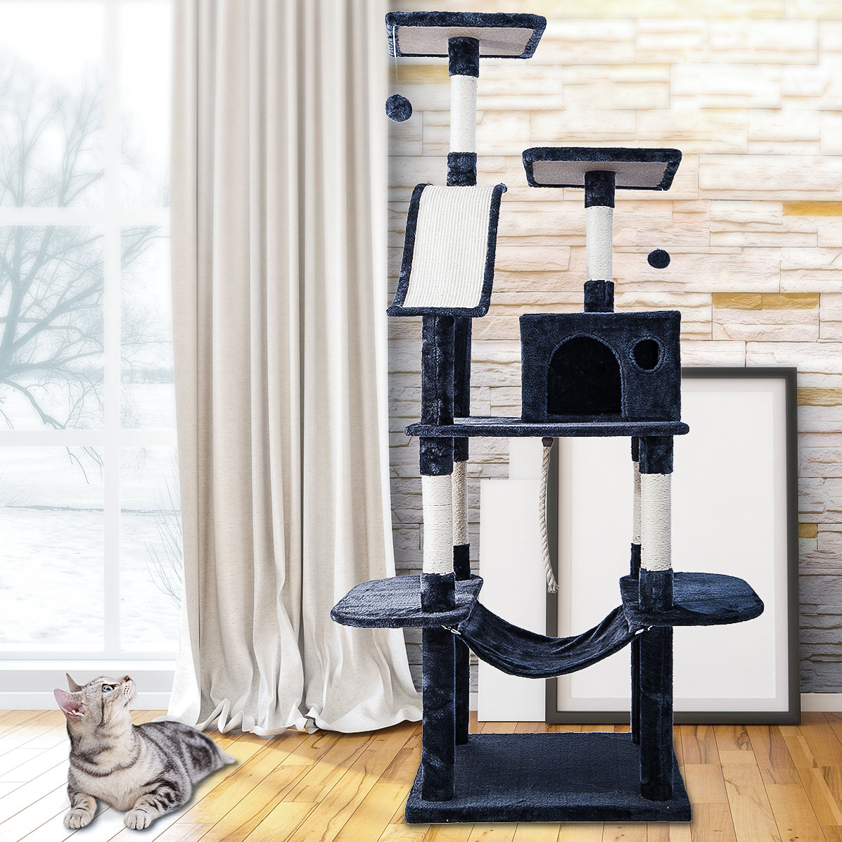 Cat Kitten Tree Cat Climbing Scratching Post Cat Scratcher Activity Centre 170cm