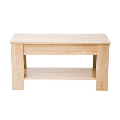 Lift up Top Coffee Table with storage and shelf living room(Oak)