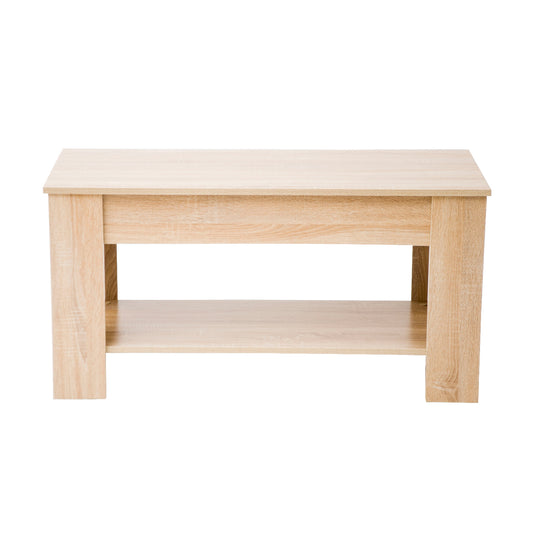 Lift up Top Coffee Table with storage and shelf living room(Oak)
