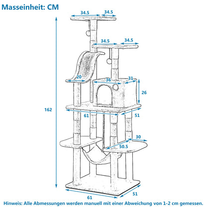 Cat Kitten Tree Cat Climbing Scratching Post Cat Scratcher Activity Centre 170cm