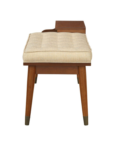 Baptis Bench w/Storage in Beige Fabric & Walnut 96774