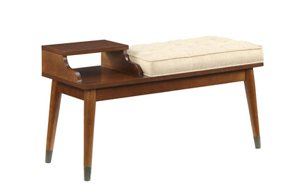 Baptis Bench w/Storage in Beige Fabric & Walnut 96774