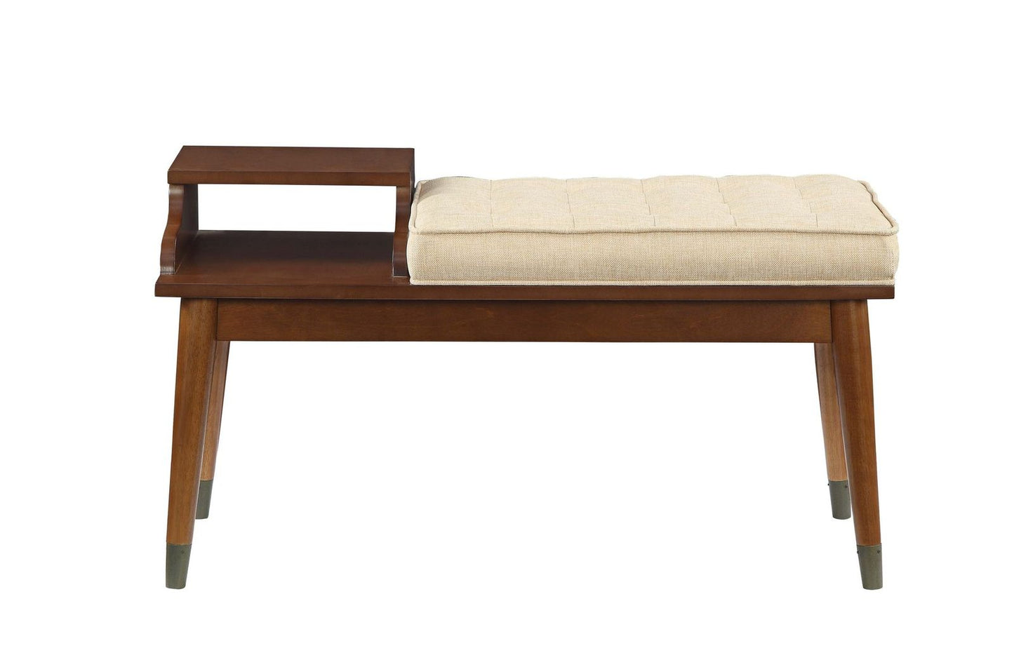 Baptis Bench w/Storage in Beige Fabric & Walnut 96774