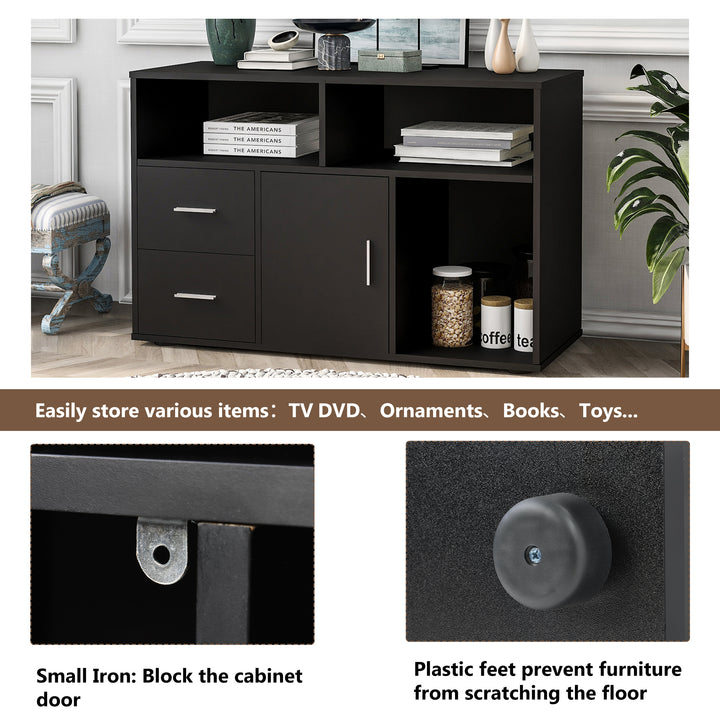 Modern Sideboard Storage Cabinet Table TV Unit with 2 Drawers and 1 Door, for Dining Room, Living Room, Kitchen,Hallway and Office,Storage Furniture