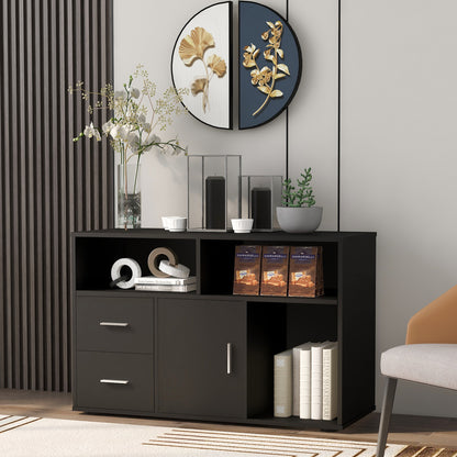 Modern Sideboard Storage Cabinet Table TV Unit with 2 Drawers and 1 Door, for Dining Room, Living Room, Kitchen,Hallway and Office,Storage Furniture