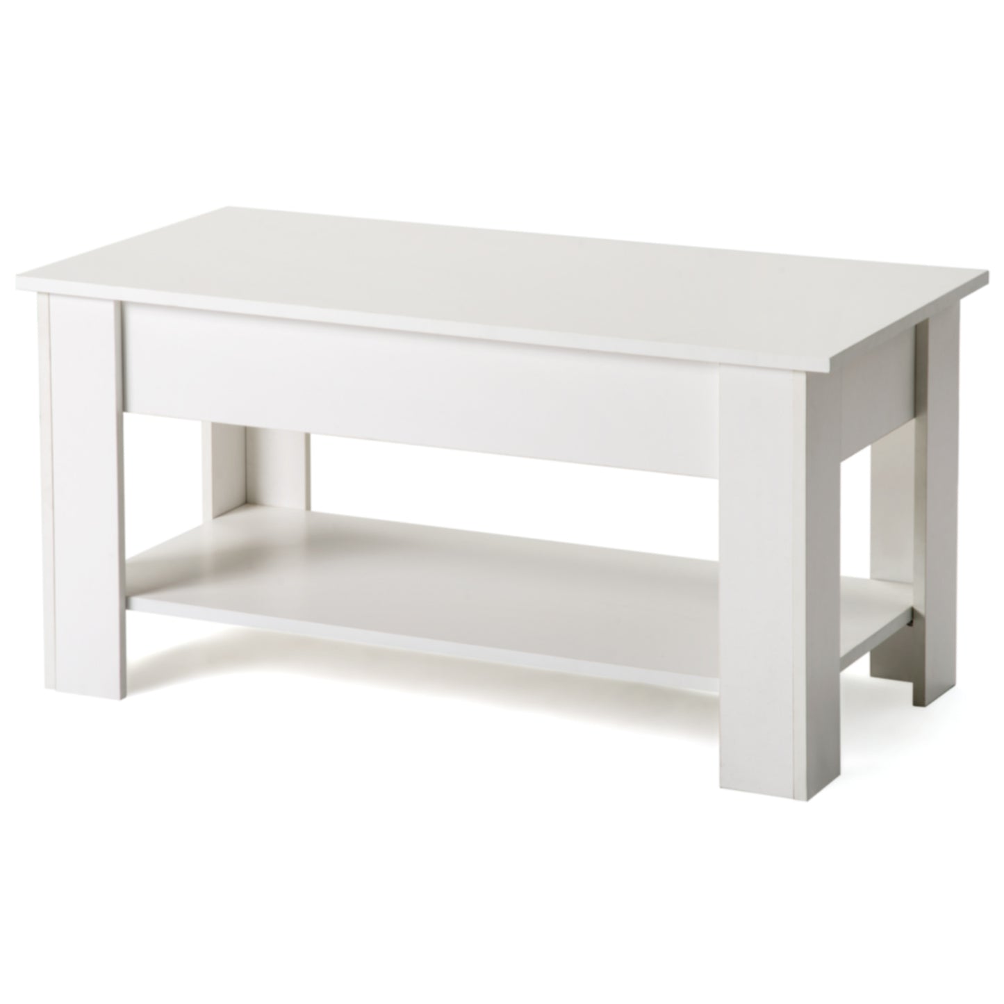 Lift up Top Coffee Table with storage and shelf living room(White)