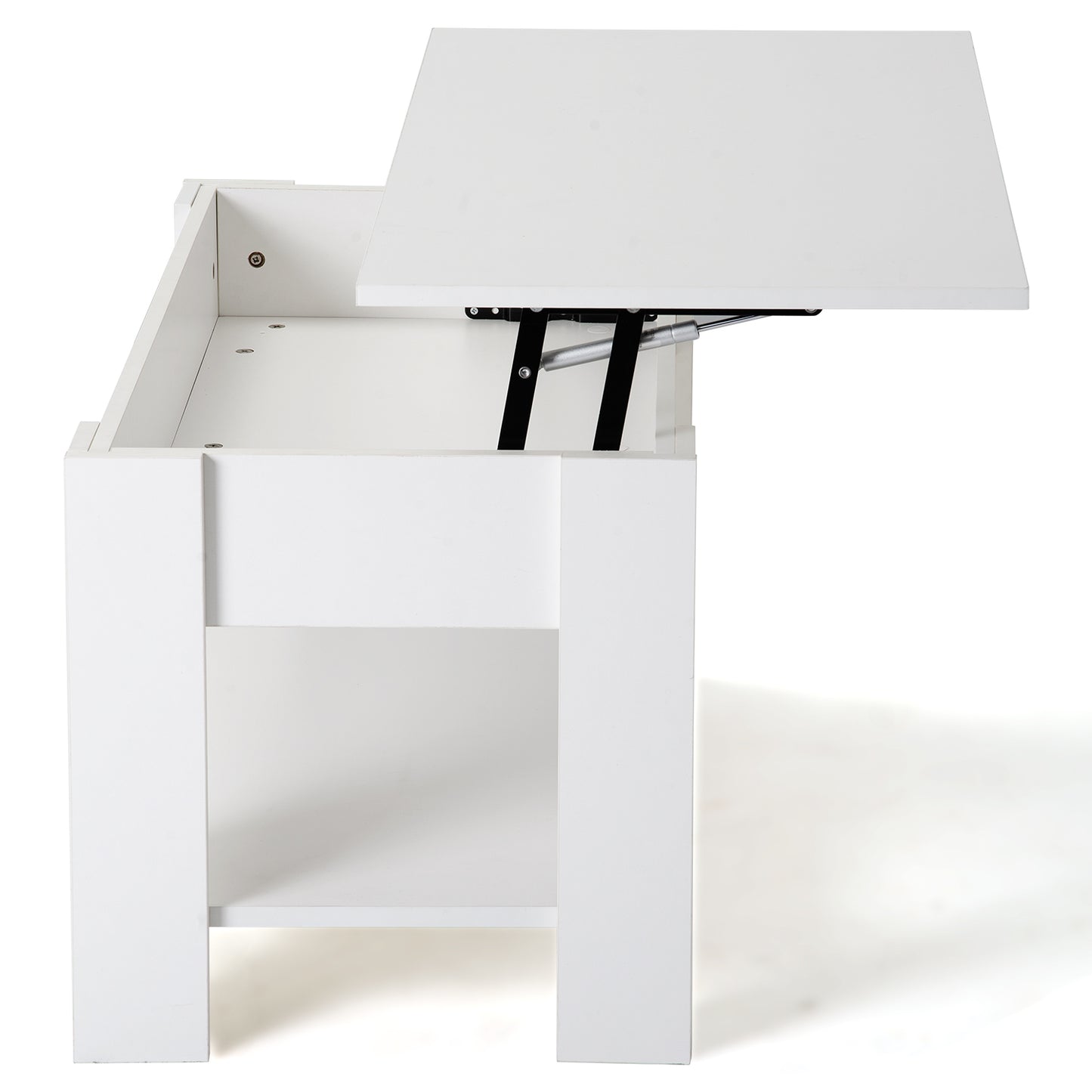 Lift up Top Coffee Table with storage and shelf living room(White)