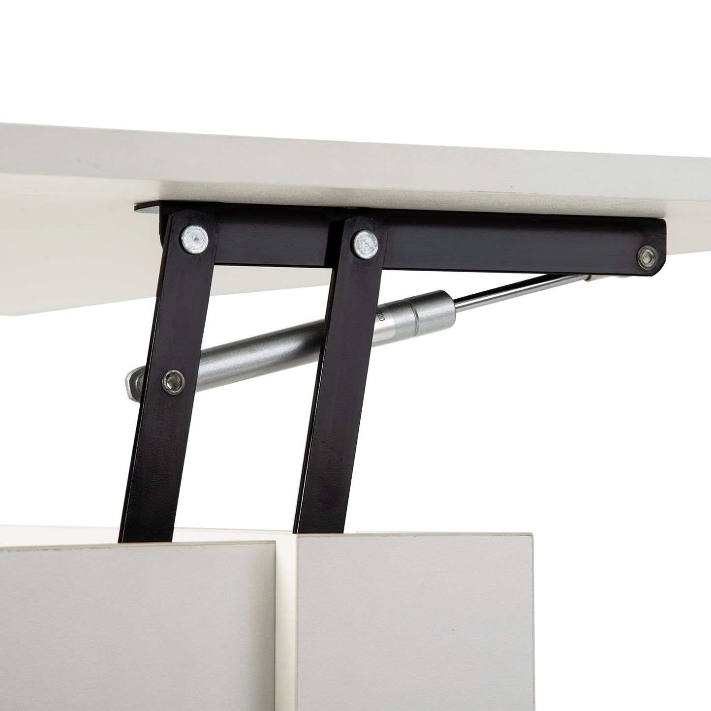 Lift up Top Coffee Table with storage and shelf living room(White)