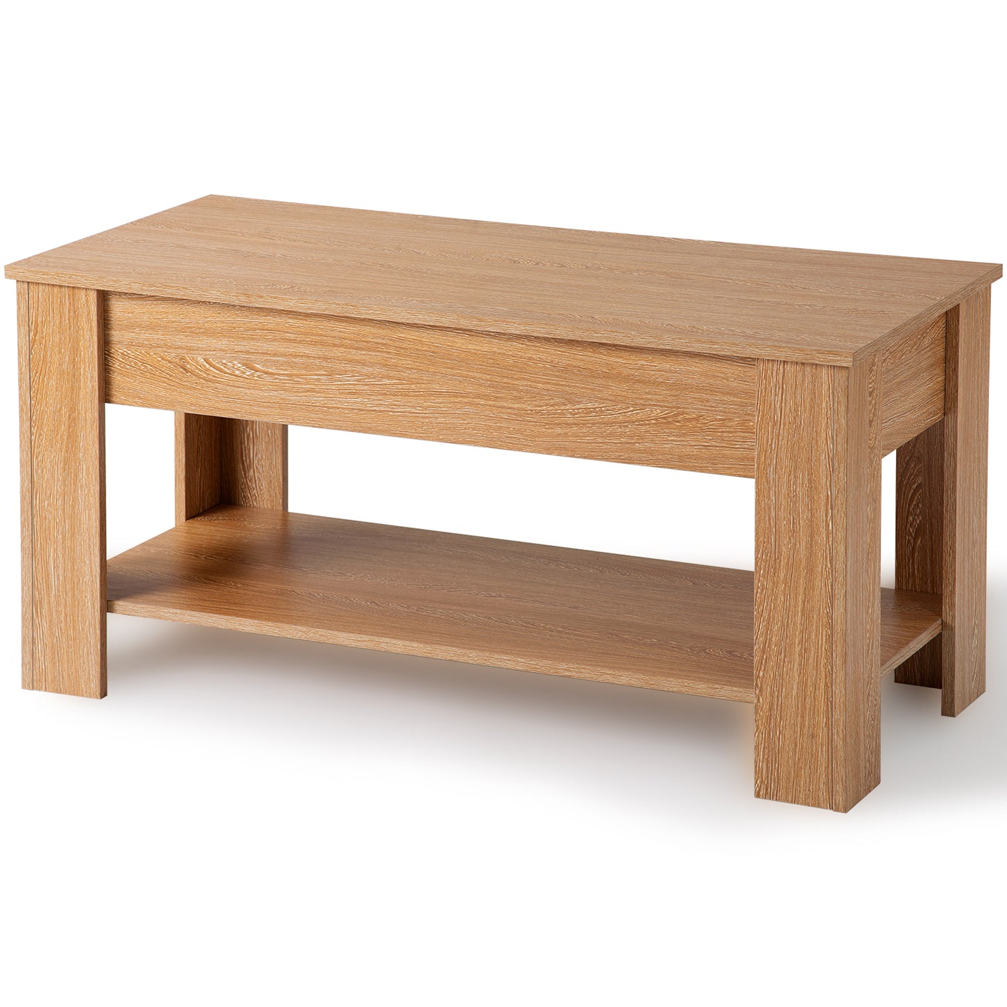 Lift up Top Coffee Table with storage and shelf living room(Oak)