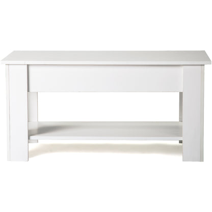 Lift up Top Coffee Table with storage and shelf living room(White)