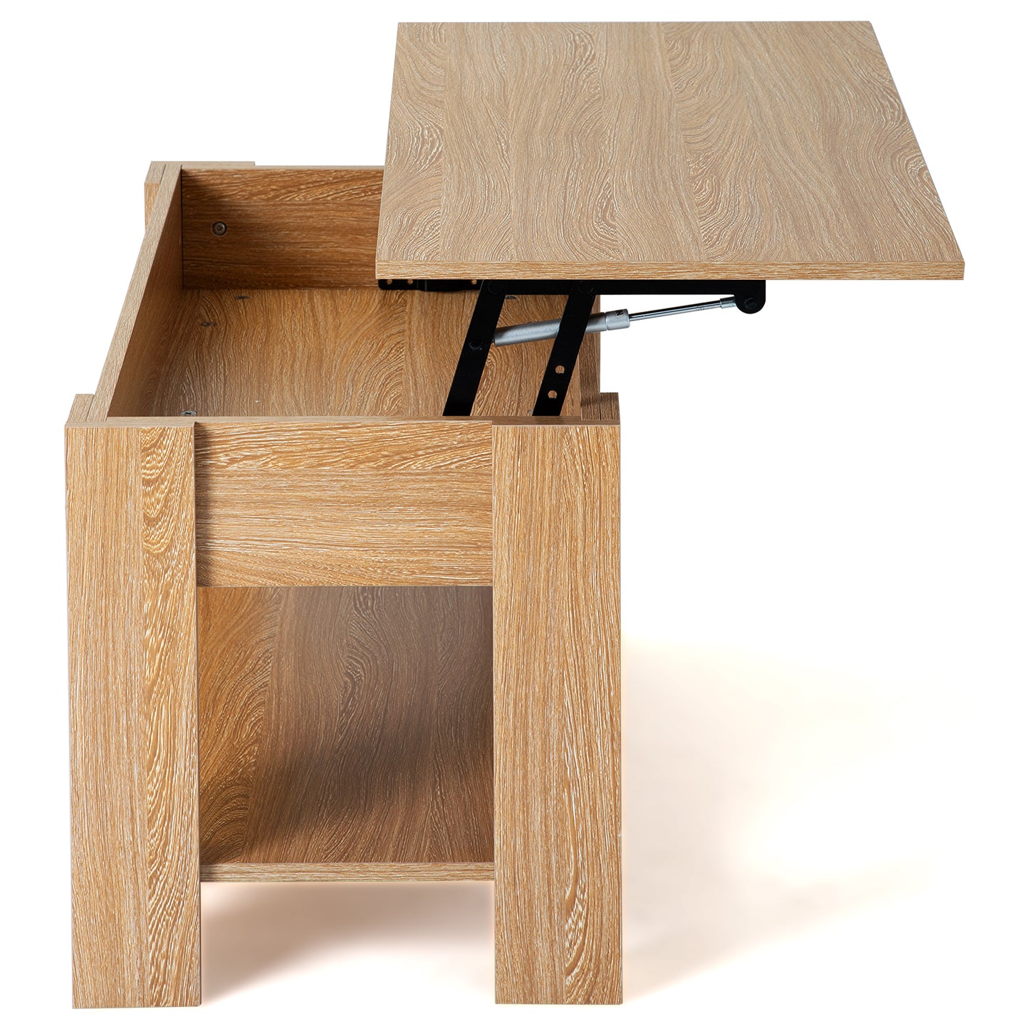 Lift up Top Coffee Table with storage and shelf living room(Oak)