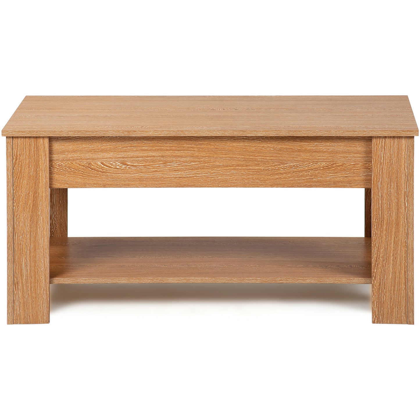 Lift up Top Coffee Table with storage and shelf living room(Oak)