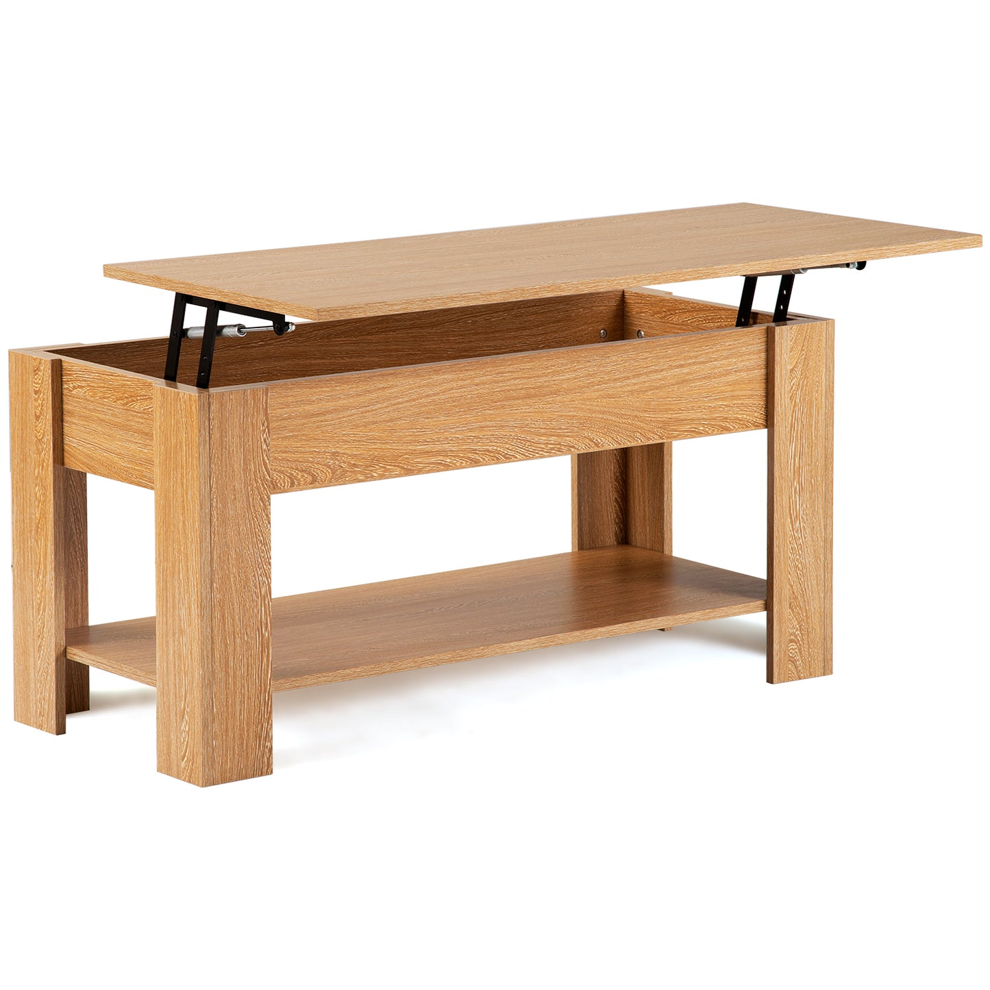 Lift up Top Coffee Table with storage and shelf living room(Oak)