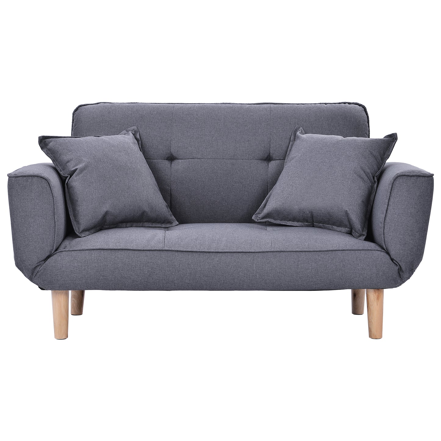 Sofa Bed Modern and Simple Gray Sofa Linen Fabric with Grab Living Room 2 Seater Sofa Couch Settee Recliner Sleeper Light Gray