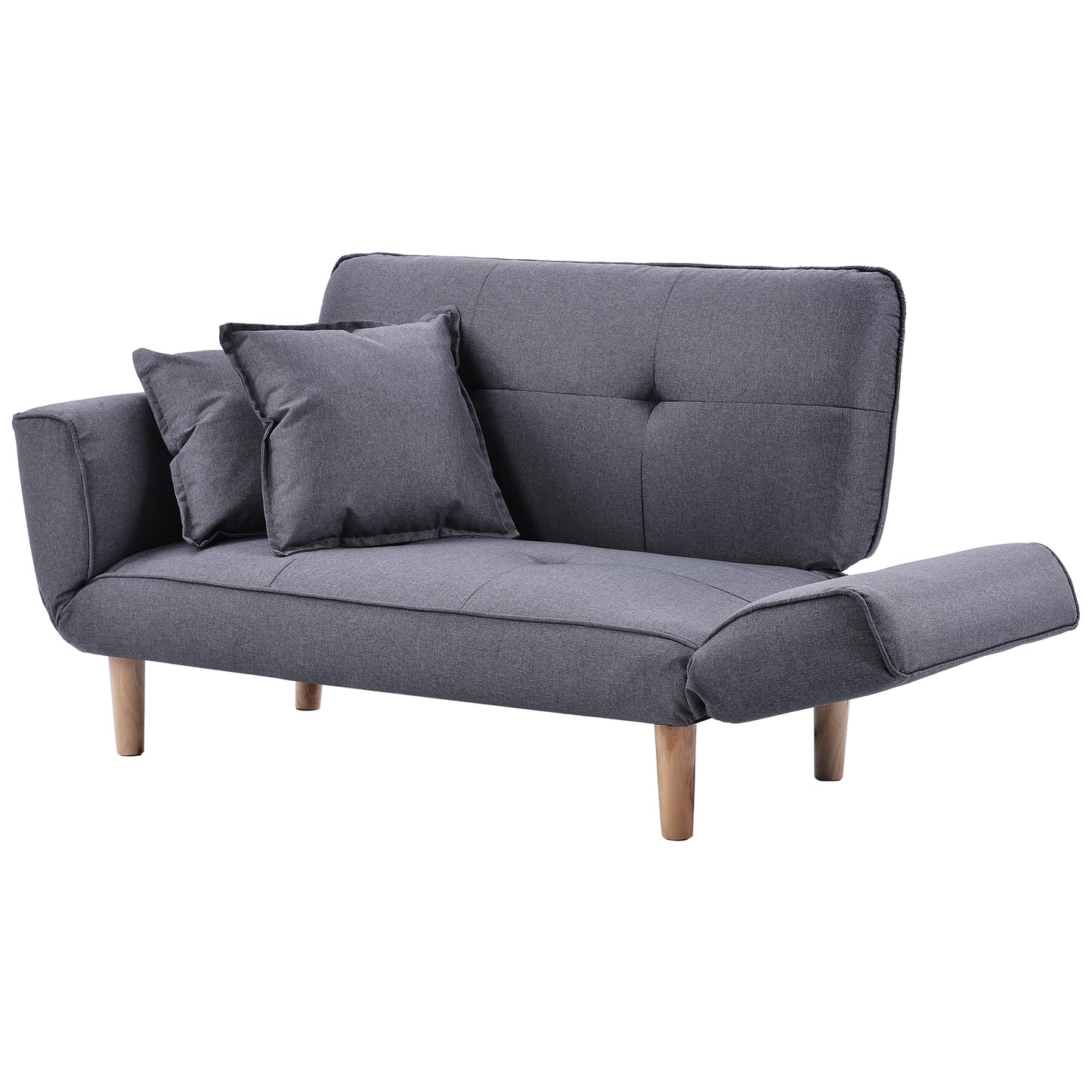 Sofa Bed Modern and Simple Gray Sofa Linen Fabric with Grab Living Room 2 Seater Sofa Couch Settee Recliner Sleeper Light Gray