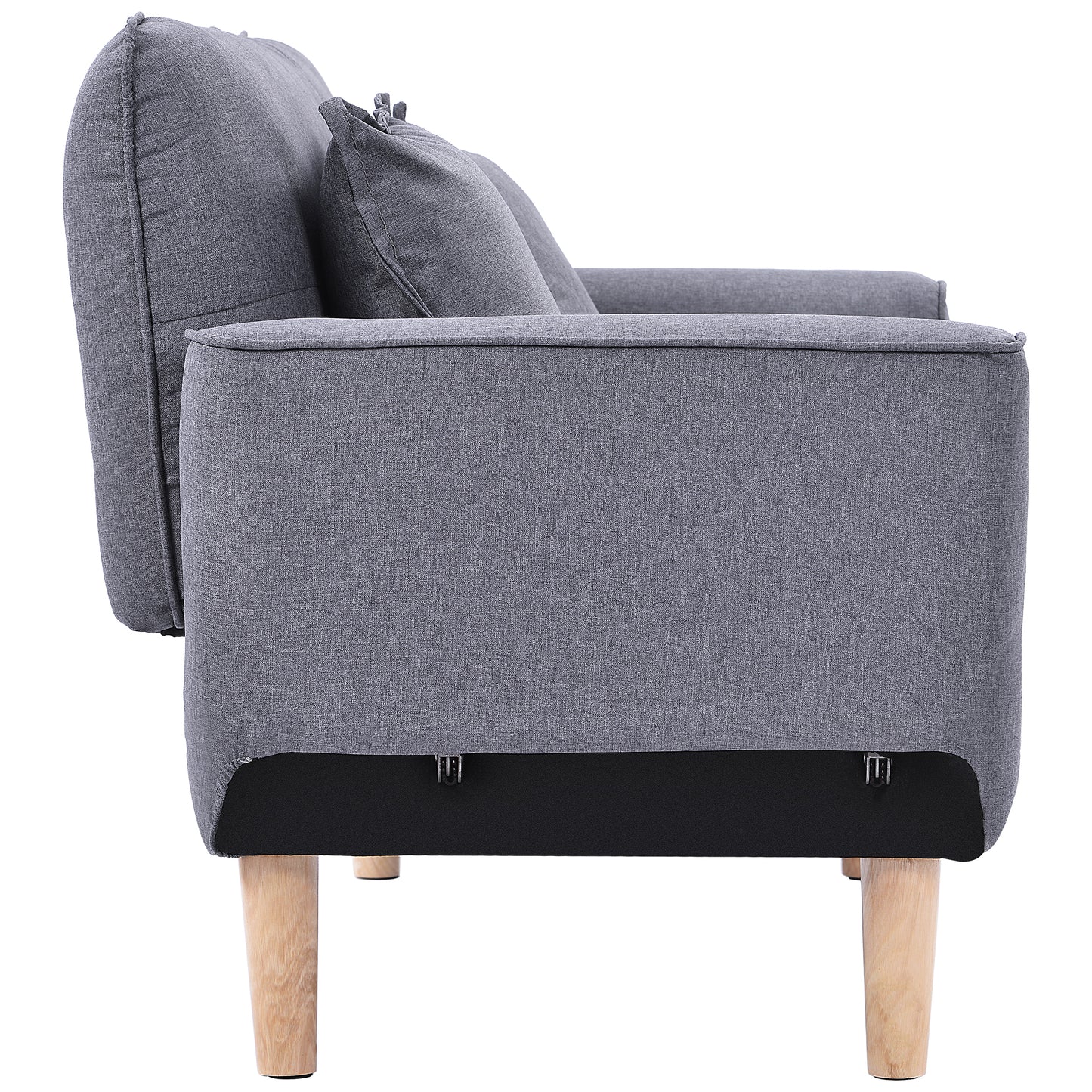 Sofa Bed Modern and Simple Gray Sofa Linen Fabric with Grab Living Room 2 Seater Sofa Couch Settee Recliner Sleeper Light Gray
