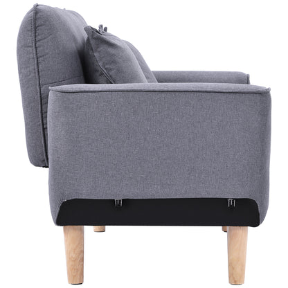 Sofa Bed Modern and Simple Gray Sofa Linen Fabric with Grab Living Room 2 Seater Sofa Couch Settee Recliner Sleeper Light Gray