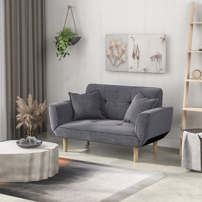 Sofa Bed Modern and Simple Gray Sofa Linen Fabric with Grab Living Room 2 Seater Sofa Couch Settee Recliner Sleeper Light Gray