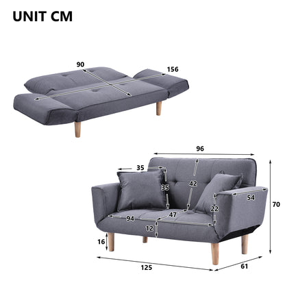 Sofa Bed Modern and Simple Gray Sofa Linen Fabric with Grab Living Room 2 Seater Sofa Couch Settee Recliner Sleeper Light Gray
