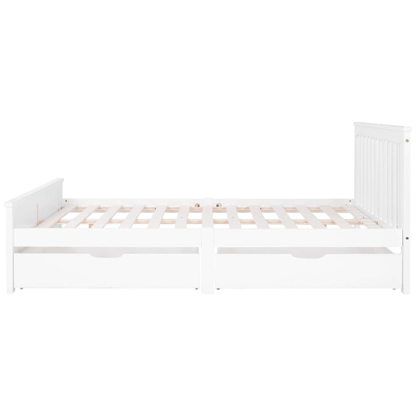Wooden Solid White Pine Storage Bed With Drawers Bed Furniture Frame For Adults, Kids, Teenagers 4ft6 Double (White 190x135cm)