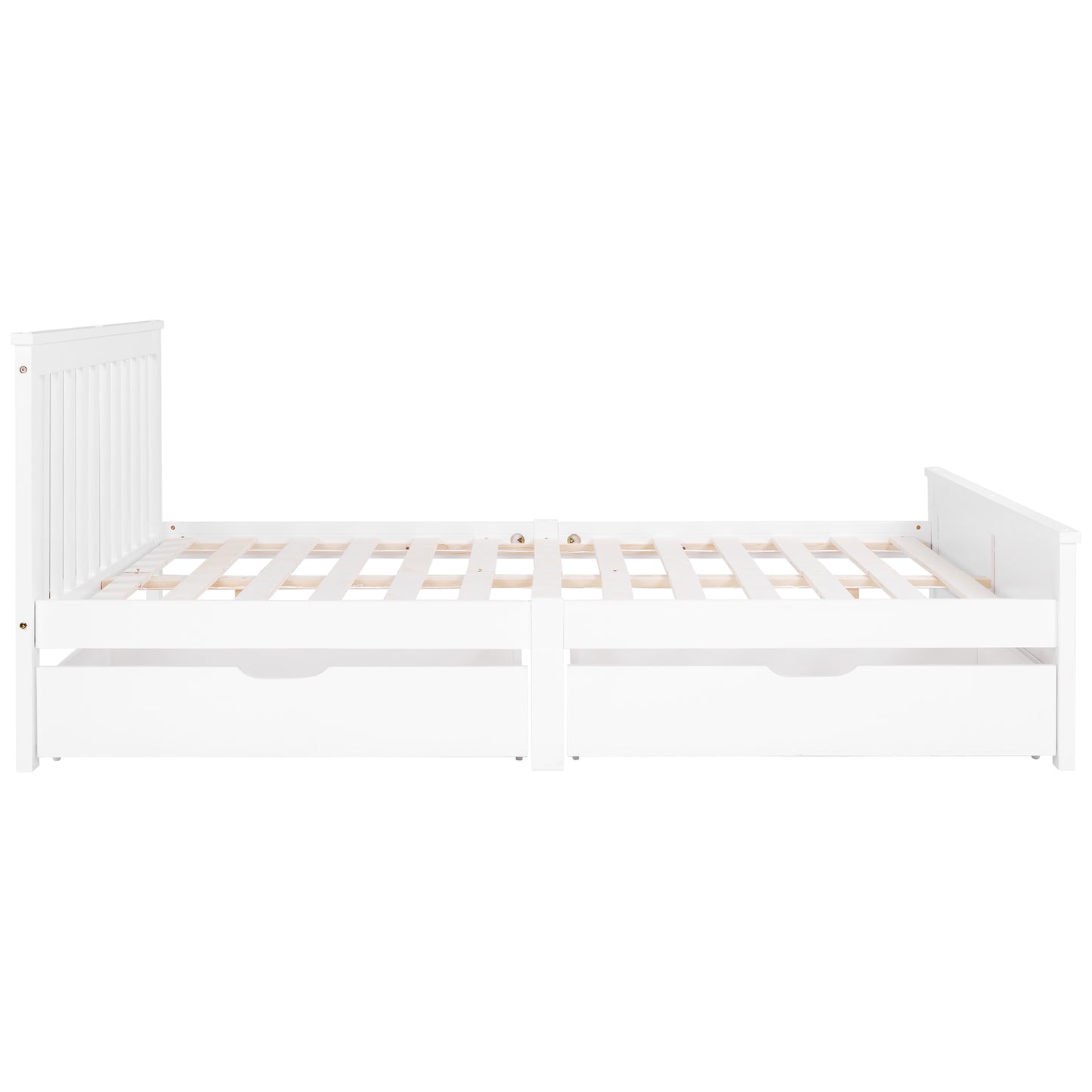 Wooden Solid White Pine Storage Bed With Drawers Bed Furniture Frame For Adults, Kids, Teenagers 4ft6 Double (White 190x135cm)