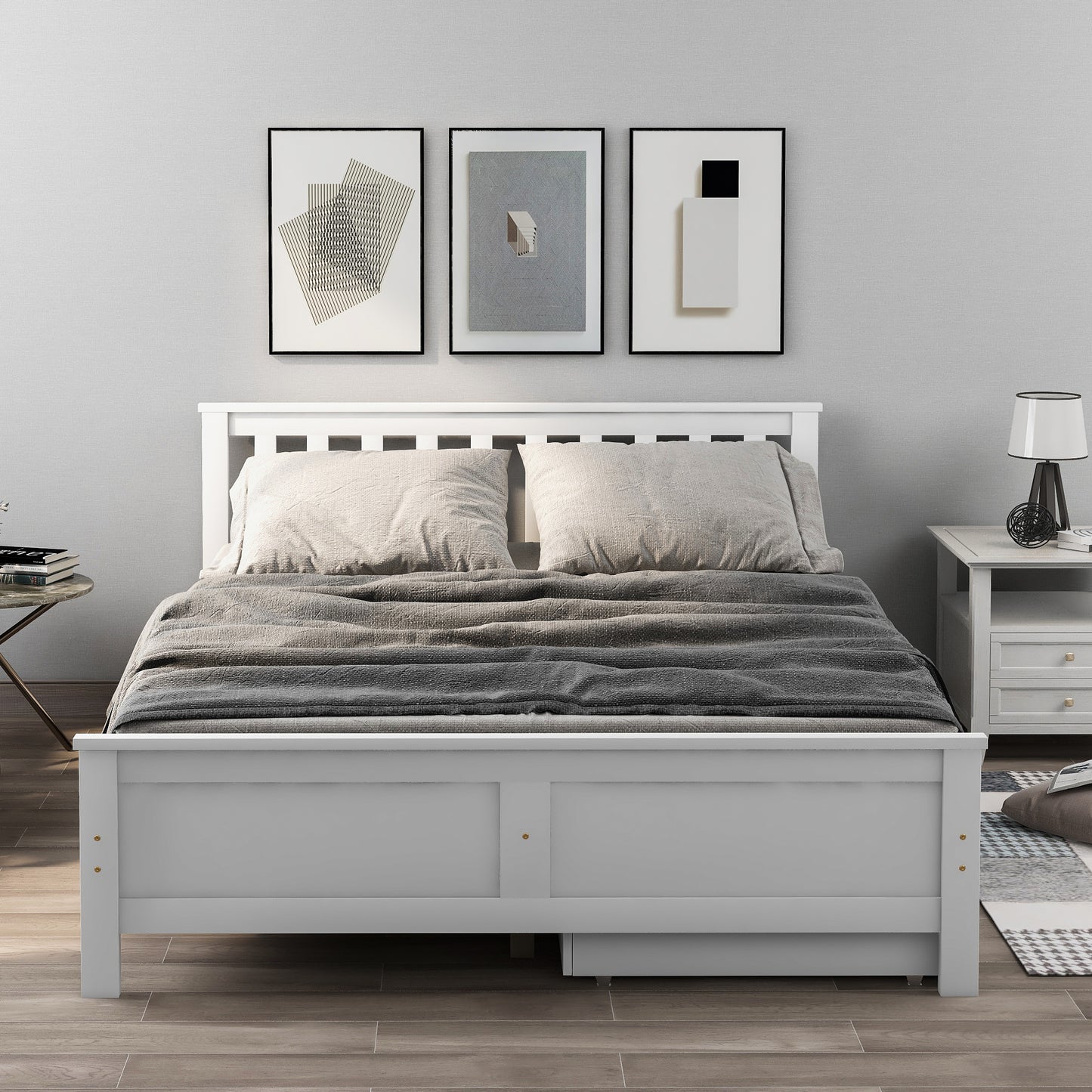 Wooden Solid White Pine Storage Bed With Drawers Bed Furniture Frame For Adults, Kids, Teenagers 4ft6 Double (White 190x135cm)