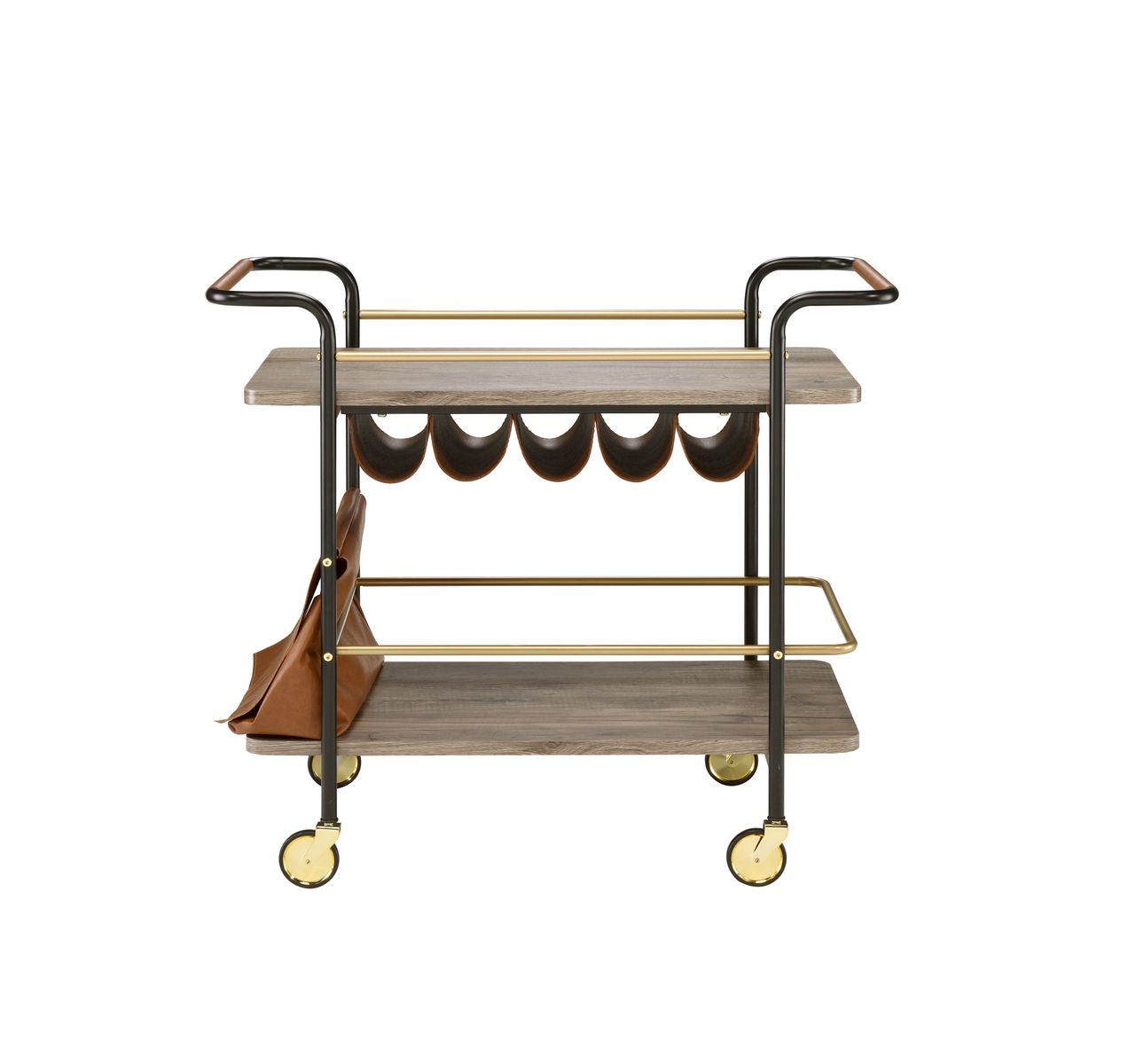 Naude Serving Cart, Natural, Gold & Black Finish 98417