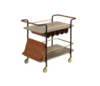 Naude Serving Cart, Natural, Gold & Black Finish 98417