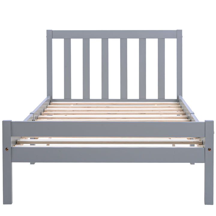 Wooden Bed Frame, Single Bed 3ft Solid Wooden Bed Frame, Bedroom Furniture for Adults, Kids, Teenagers ,90 x 190 cm (Grey)