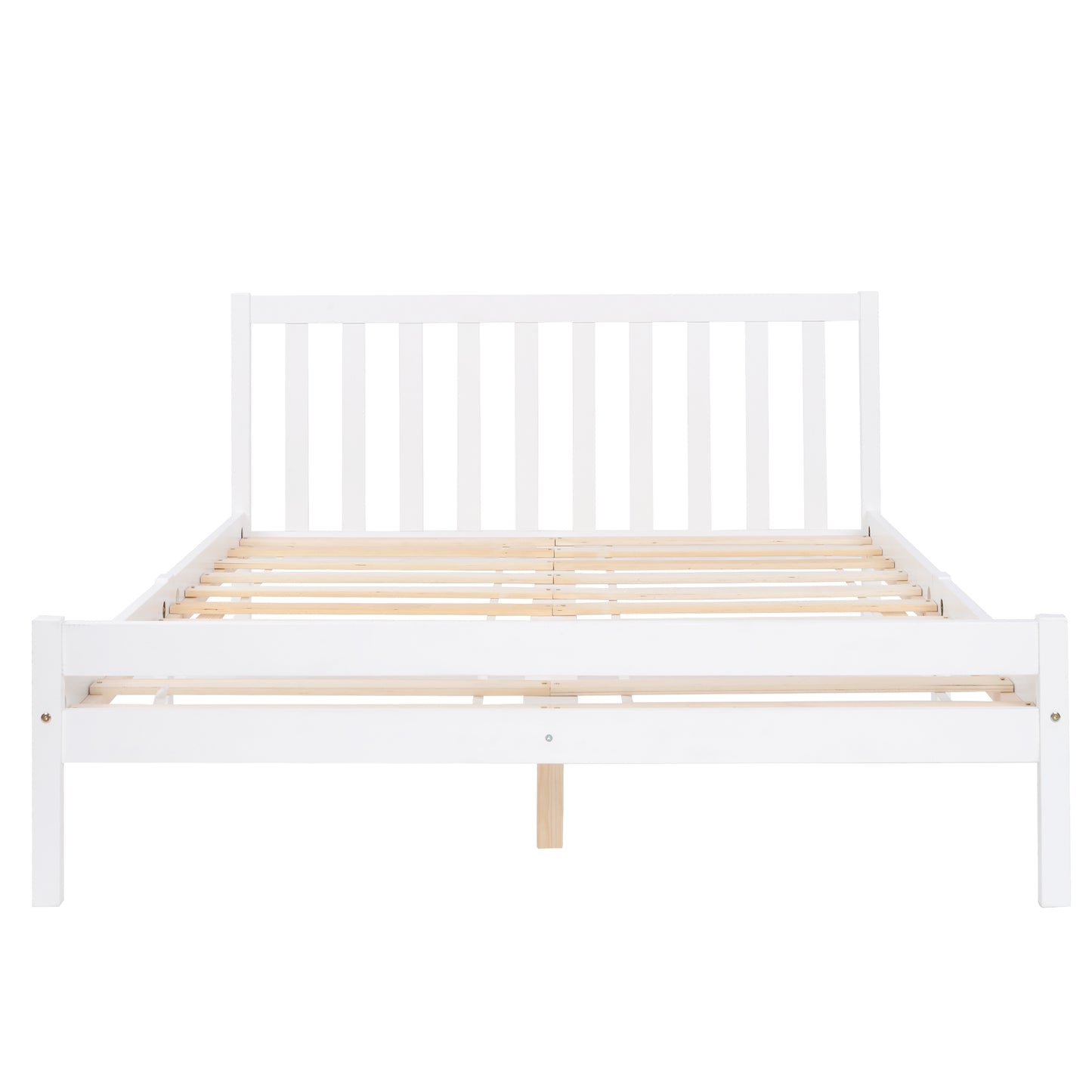 Wooden Bed Frame, Double Bed 4ft6 Solid Wooden Bed Frame, Bedroom Furniture for Adults, Kids, Teenagers, 135 x 190 cm (White)