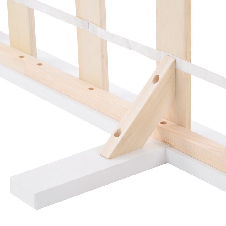 Wooden Bed Frame, Double Bed 4ft6 Solid Wooden Bed Frame, Bedroom Furniture for Adults, Kids, Teenagers, 135 x 190 cm (White)