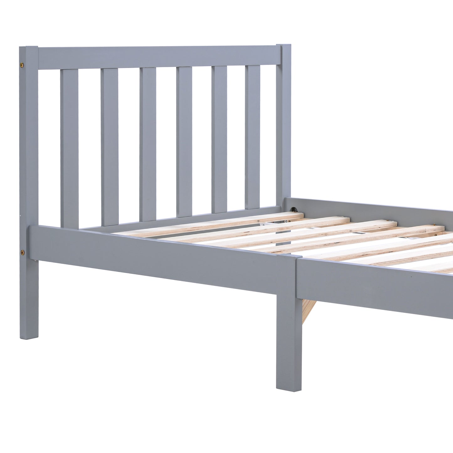 Wooden Bed Frame, Single Bed 3ft Solid Wooden Bed Frame, Bedroom Furniture for Adults, Kids, Teenagers ,90 x 190 cm (Grey)