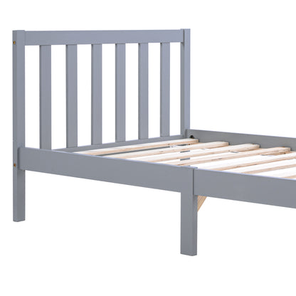 Wooden Bed Frame, Single Bed 3ft Solid Wooden Bed Frame, Bedroom Furniture for Adults, Kids, Teenagers ,90 x 190 cm (Grey)