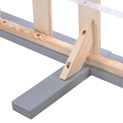 Wooden Bed Frame, Single Bed 3ft Solid Wooden Bed Frame, Bedroom Furniture for Adults, Kids, Teenagers ,90 x 190 cm (Grey)