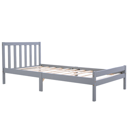 Wooden Bed Frame, Single Bed 3ft Solid Wooden Bed Frame, Bedroom Furniture for Adults, Kids, Teenagers ,90 x 190 cm (Grey)