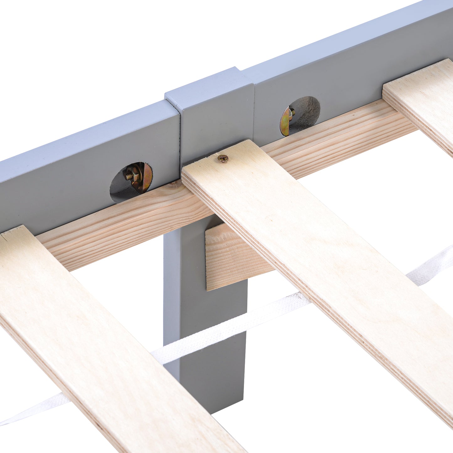 Wooden Bed Frame, Single Bed 3ft Solid Wooden Bed Frame, Bedroom Furniture for Adults, Kids, Teenagers ,90 x 190 cm (Grey)