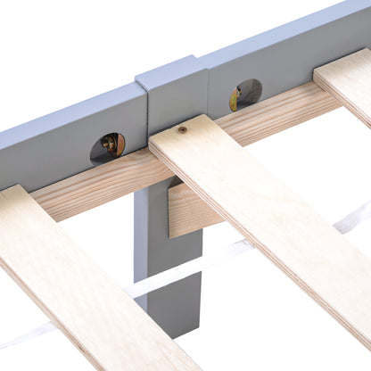 Wooden Bed Frame, Single Bed 3ft Solid Wooden Bed Frame, Bedroom Furniture for Adults, Kids, Teenagers ,90 x 190 cm (Grey)