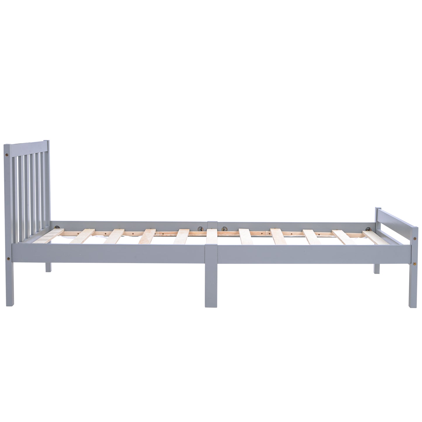 Wooden Bed Frame, Single Bed 3ft Solid Wooden Bed Frame, Bedroom Furniture for Adults, Kids, Teenagers ,90 x 190 cm (Grey)