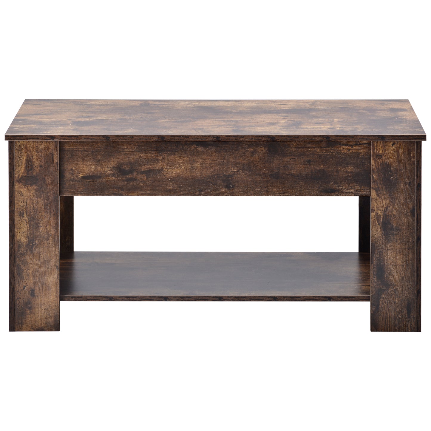 Lift up Top Coffee Table with storage and shelf living room(Rustic Brown)