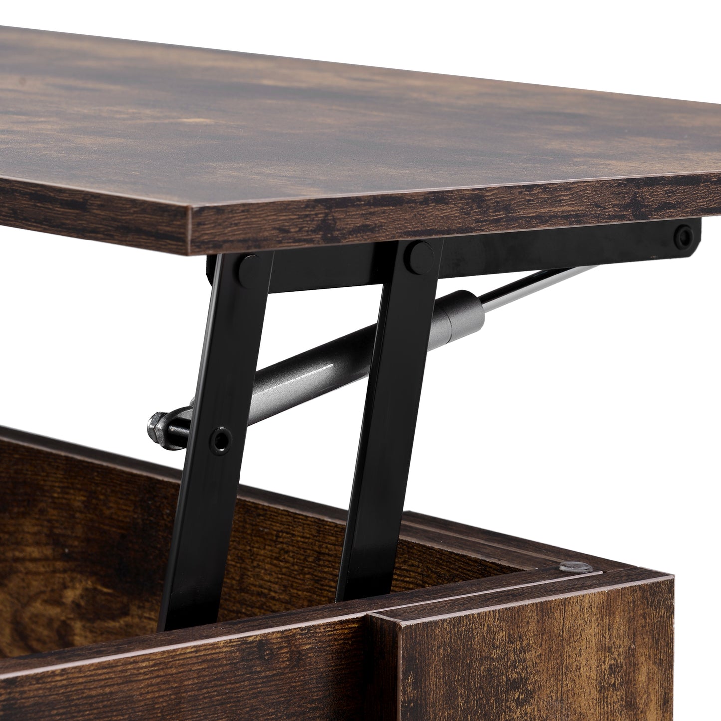Lift up Top Coffee Table with storage and shelf living room(Rustic Brown)