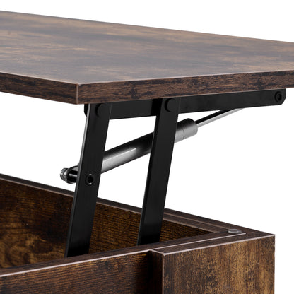 Lift up Top Coffee Table with storage and shelf living room(Rustic Brown)