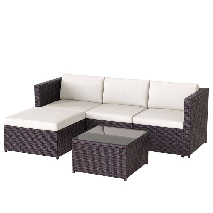 Garden Corner Sofa Rattan Corner Sofa Garden Furniture Patio Set Garden Entertaining Set Garden Rattan Furniture Lounge Set (Brown)