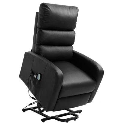 Power Massage Lift Recliner Chair with Heat & Vibration for Elderly, Heavy Duty and Safety Motion Reclining Mechanism, 2 Side Pockets , Remote control, Faux Leather