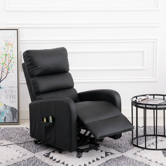 Power Massage Lift Recliner Chair with Heat & Vibration for Elderly, Heavy Duty and Safety Motion Reclining Mechanism, 2 Side Pockets , Remote control, Faux Leather