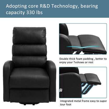 Power Massage Lift Recliner Chair with Heat & Vibration for Elderly, Heavy Duty and Safety Motion Reclining Mechanism, 2 Side Pockets , Remote control, Faux Leather