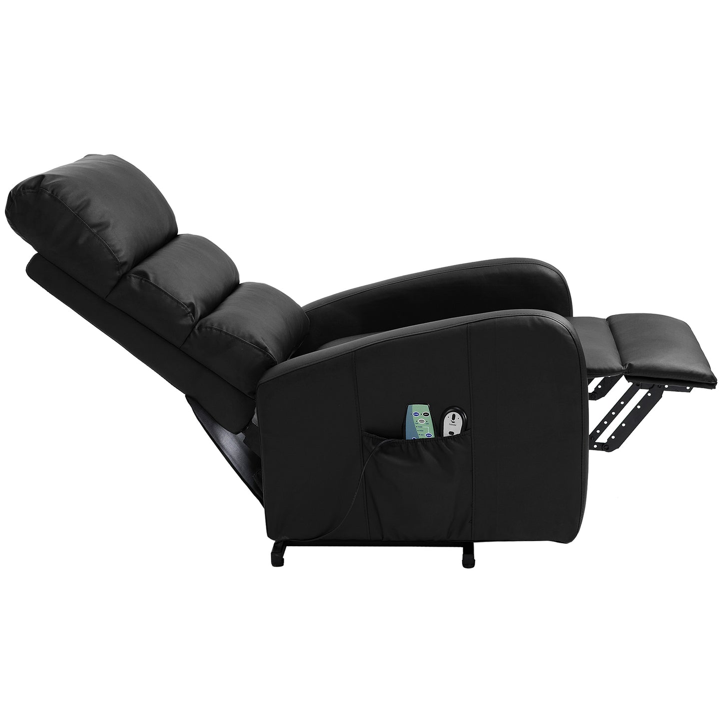 Power Massage Lift Recliner Chair with Heat & Vibration for Elderly, Heavy Duty and Safety Motion Reclining Mechanism, 2 Side Pockets , Remote control, Faux Leather